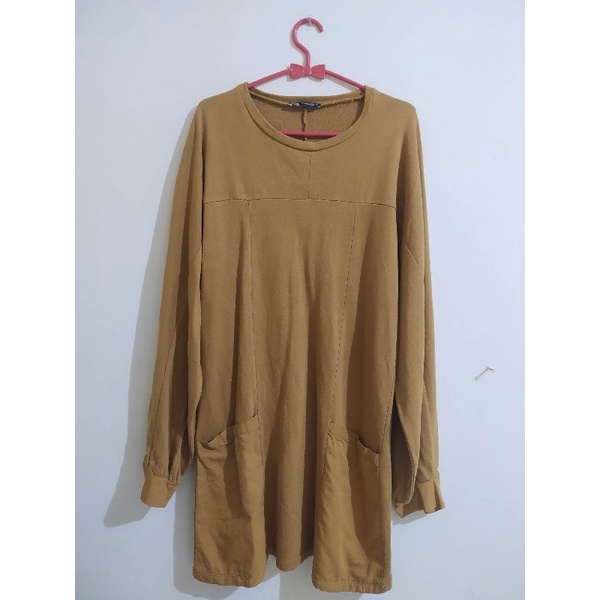 ZARA ORI || Atasan Tunik Dress Panjang Mustard Murah