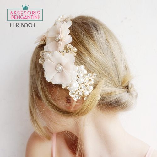 [READY STOCK] AKSESORIS WEDDING HAIRPIECE HEADPIECE PENGANTIN TIARA CREAM HRB001