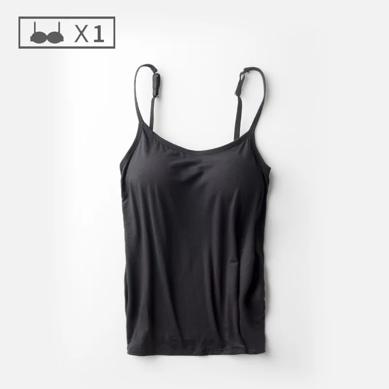 Arbelacoth - (7 warna) Basic Tanktop Bra / BUILT IN BRA tankbra-Black