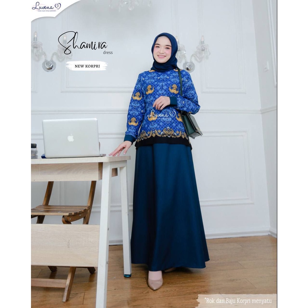 Shamira Dress New Korpri Gamis Seragam PNS by Luvena
