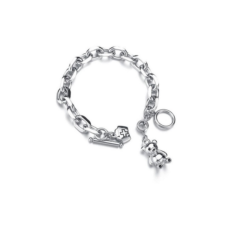 Gelang Kalung Rantai Liontin Beruang Bahan Alloy Gaya Hip Hop Untuk Unisex