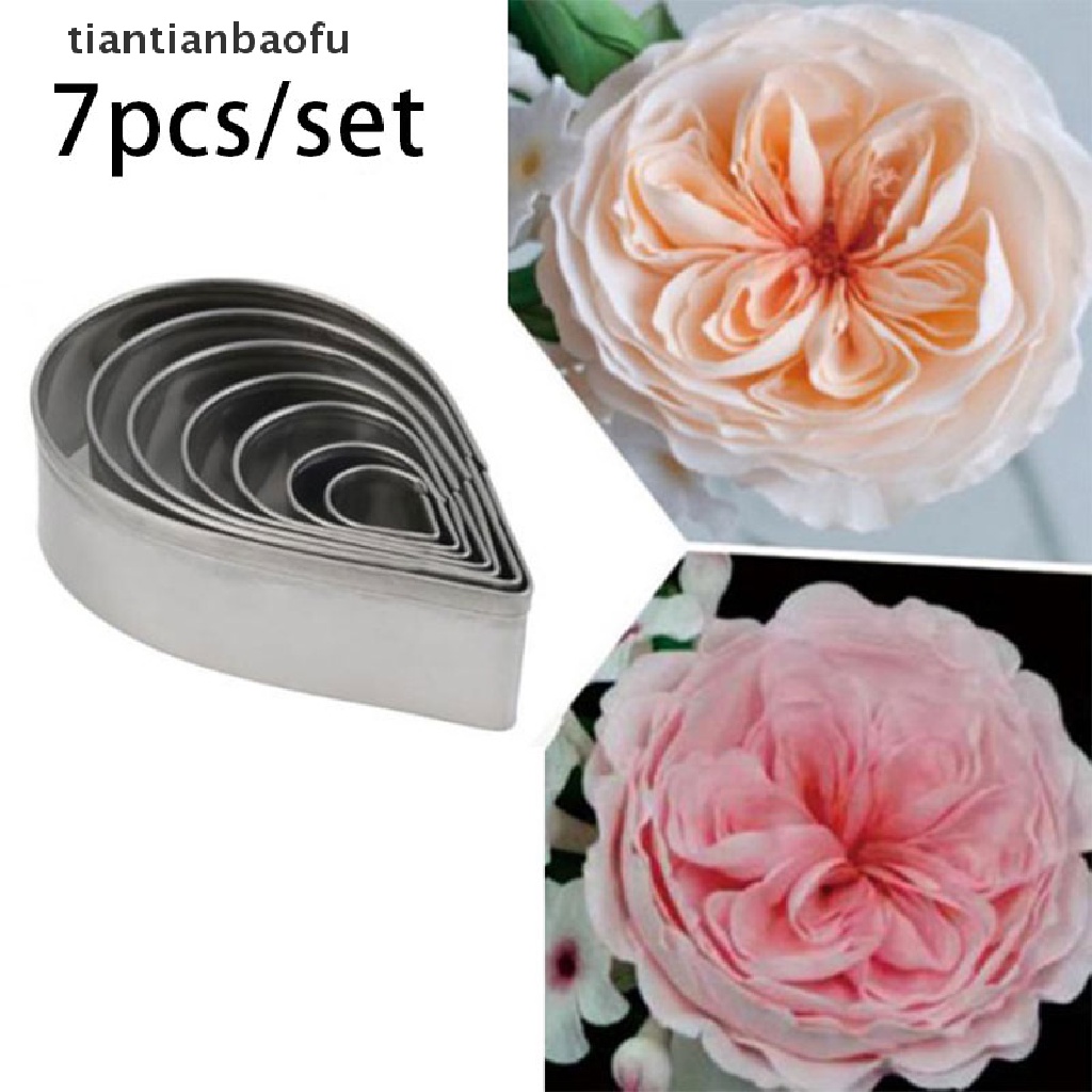 7 Pcs Cetakan Kue Mousse Bentuk Bunga Hati Bahan Stainless Steel