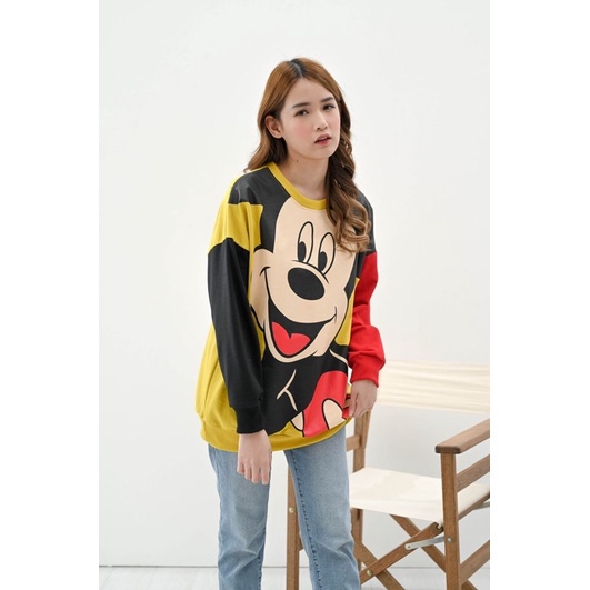 SWEATER MICKEY 3 COLOUR TANGAN PANJANG AUTUMN SEASON - FREE MASKER