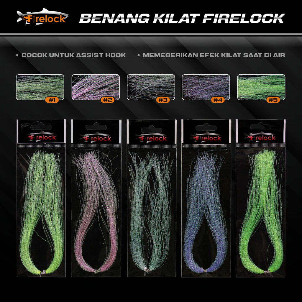 Benang Kilat - Benang Mutiara Firelock Untuk Rakitan Umpan Pancing Assist hook Kotrek
