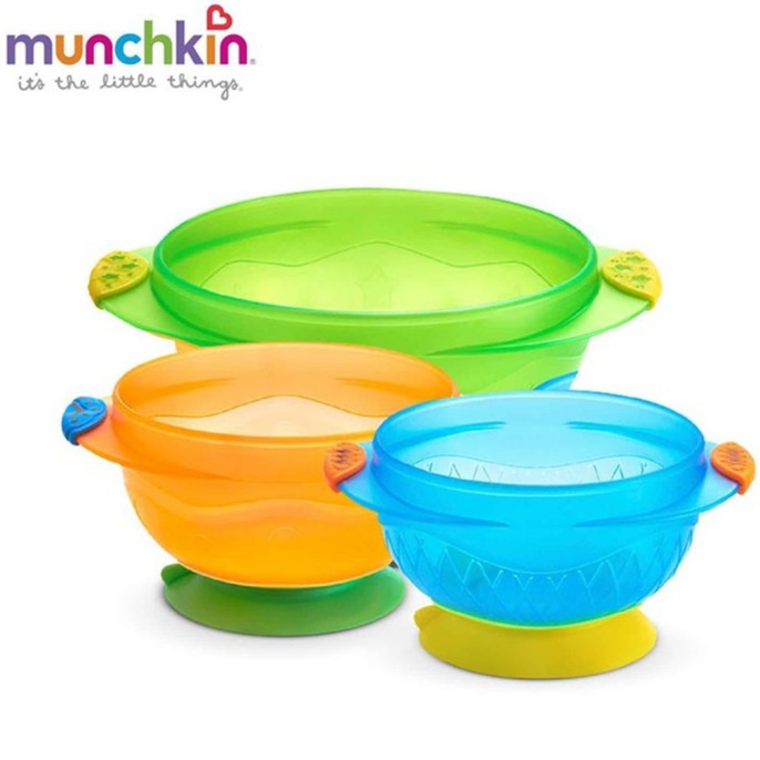 Munchkin 3 Stay- Put Suction Bowls