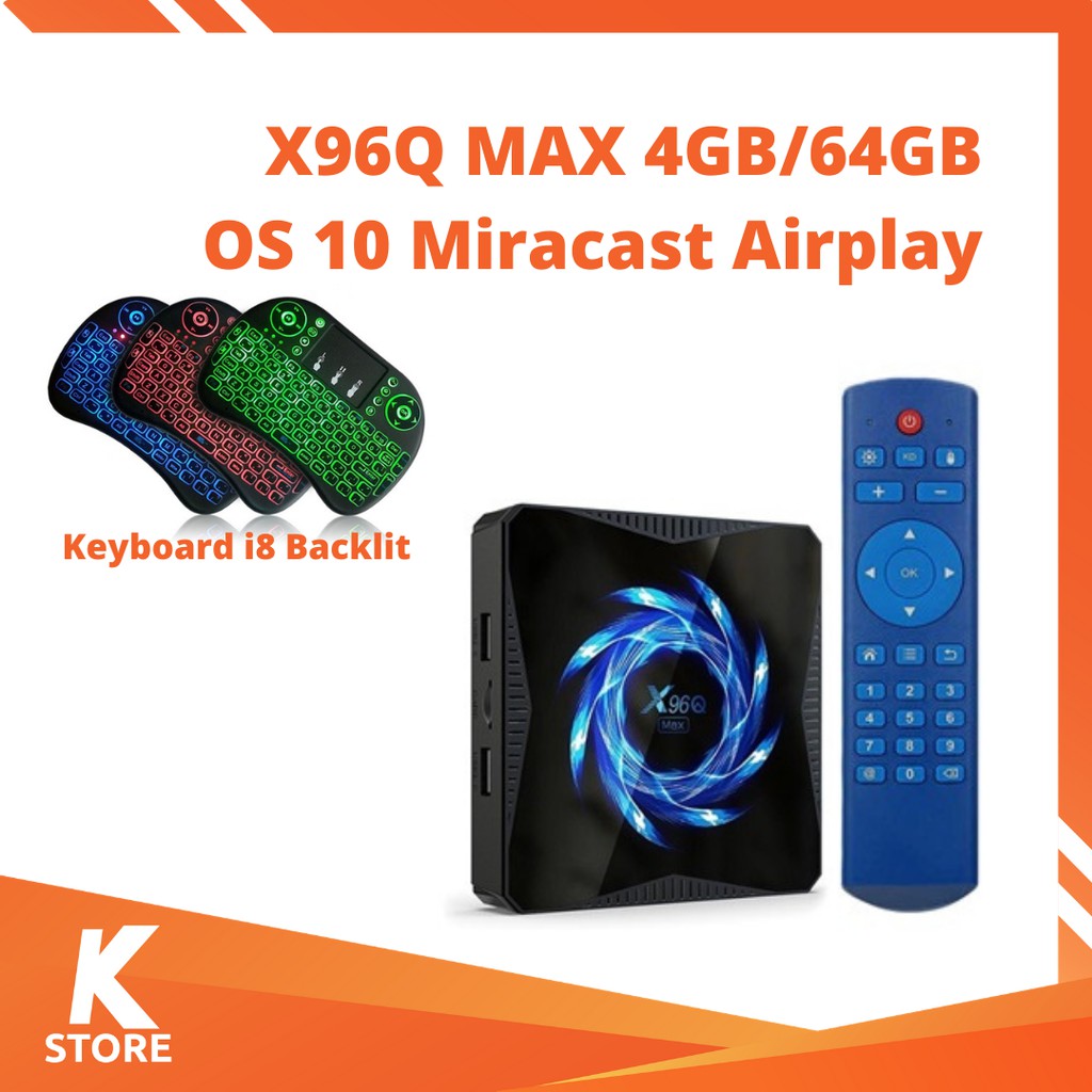 Android TV BOX X96Q MAX RAM 4GB ROM 64GB OS 10 Miracast Airplay BT5.0 - X96Q MAX 64GB