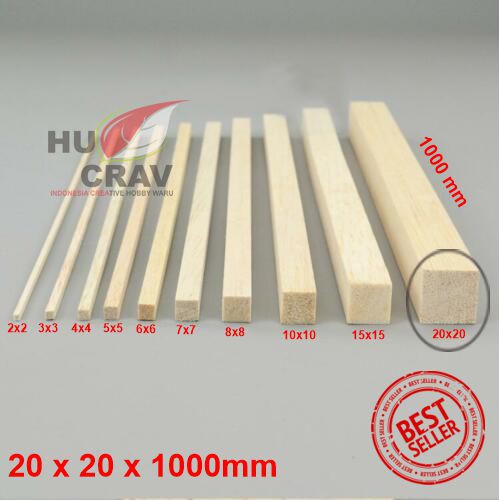 kayu balsa stik 20x20x1000 / 2x2x100cm kayu balsa kerajinan