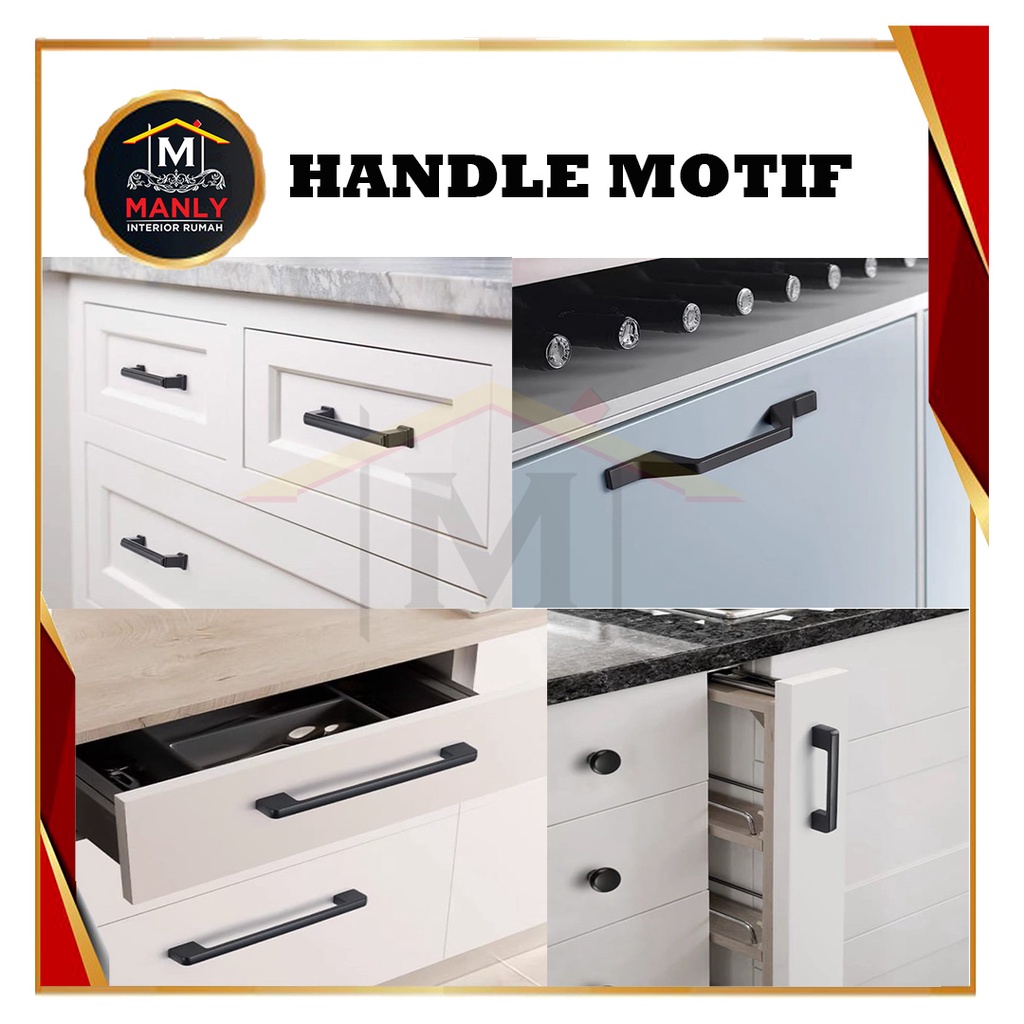 Handle Handel BLACK Tarikan Laci Hitam Minimalis Modern Bulat Gagang Pintu Lemari Nakas