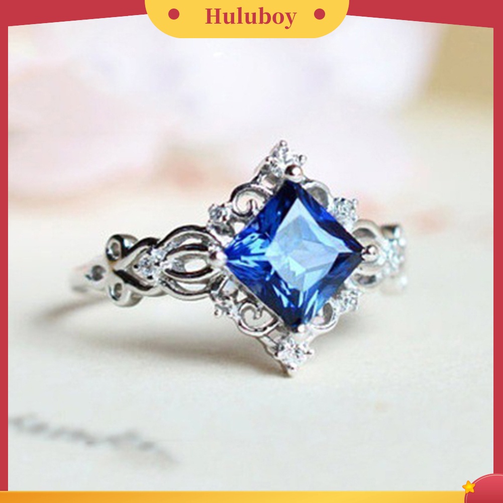 Hu Hu Hu Hu Hu Alat Bantu Pasang Kacamata♡ Cincin Wanita Desain Bunga Hollow Hias Sapphire Imitasi Gaya Vintageputri Untuk Hadiah