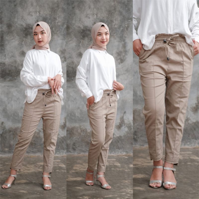 YAOSHI - Celana Panjang Wanita - Baggy Pants  Kasual Gaya Korea