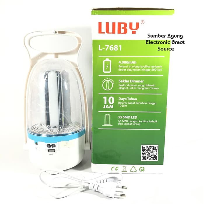 Luby L7681 Lentera Emergency 5.5W 55SMD Terang Tahan Hingga 10 Jam