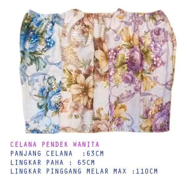 CELANA WANITA 7/8 MOTIF BUNGA GOLD