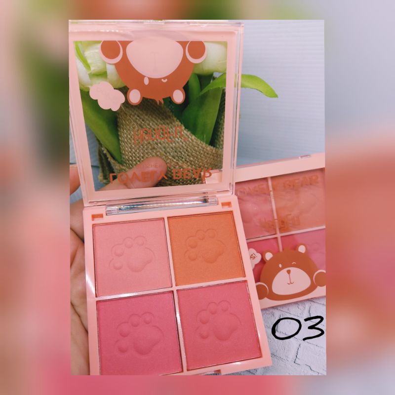 BLUSH ON PALLETE 4 WARNA HENGFU LOVELY BEAR