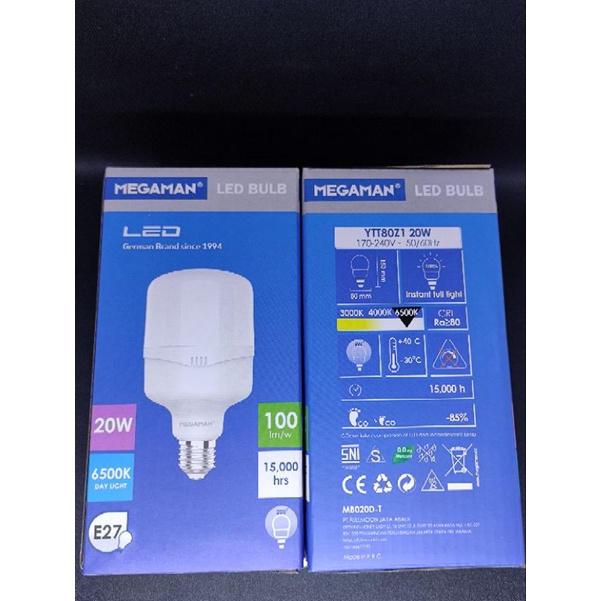 MEGAMAN LAMPU BULB LED 20 WATT PUTIH,SNI Teknologi german