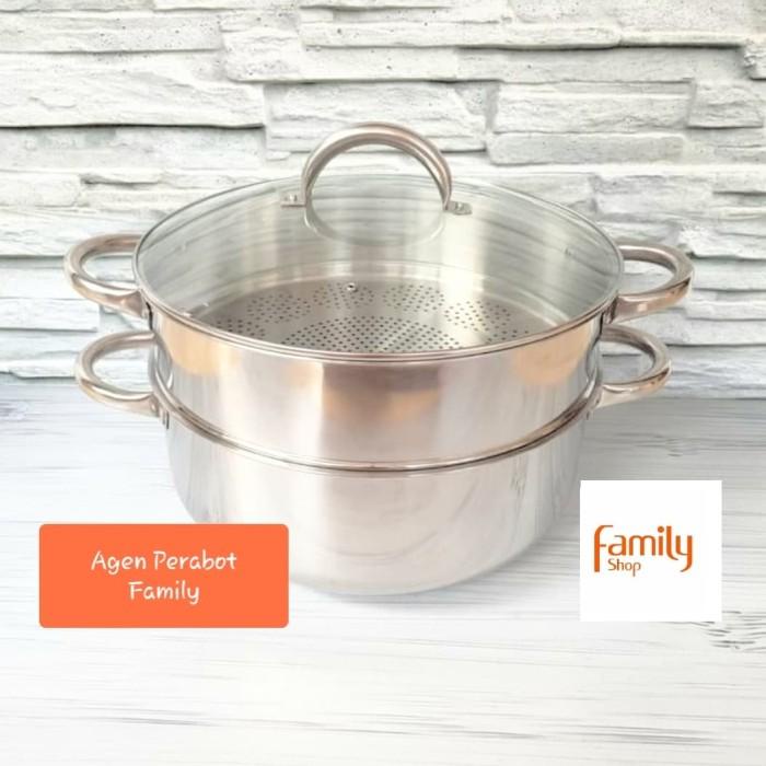 Panci Super Steamer 40 Cm 2 Susun Supra Stainless Steel/ Panci Kukus Susun 2