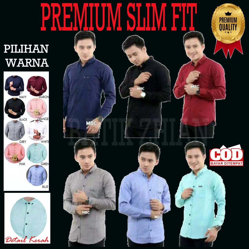 Baju Kerja Pria Polos Slimfit / Kemeja Pria Lengan Panjang Terlaris Terbaru Terpopuler kualitas distro / kemeja kasual