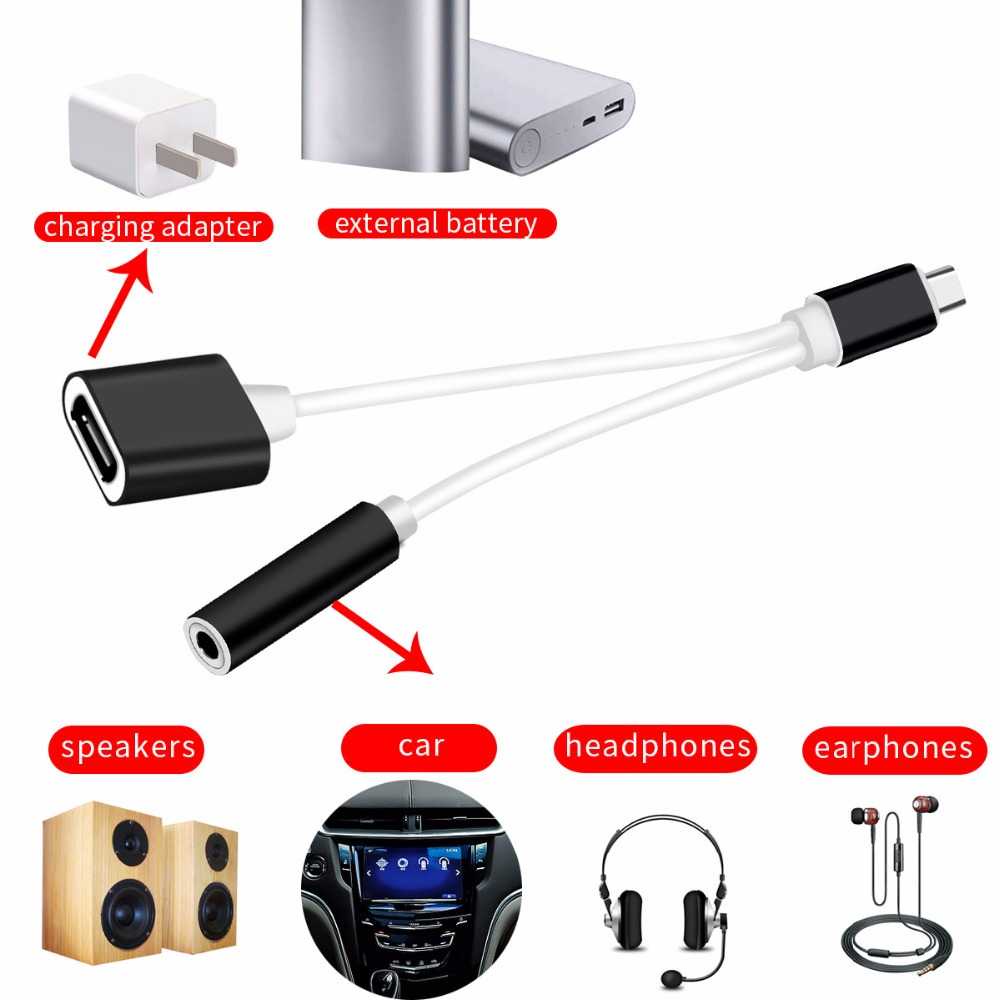 IDN TECH - Robotsky Adapter 2 in 1 USB Type C to AUX 3.5mm Headphone + USB Type C