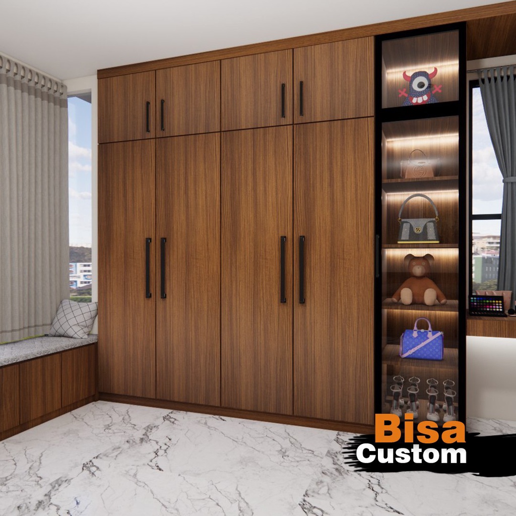 lemari pakaian minimalis kayu custom jakarta