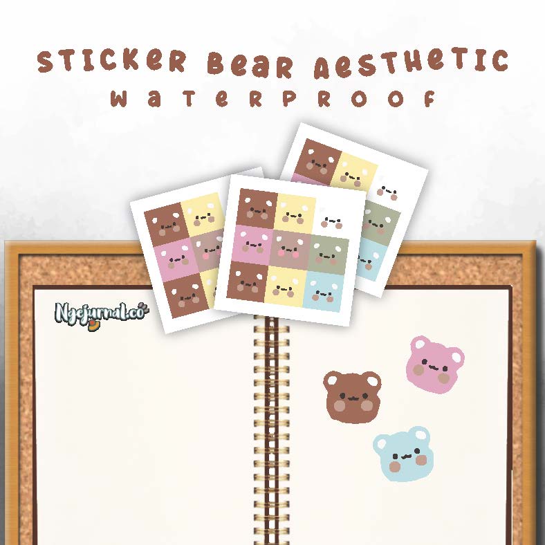 

1 lembar Sticker Bear Aesthetic Multifungsi Waterproof/Anti Air