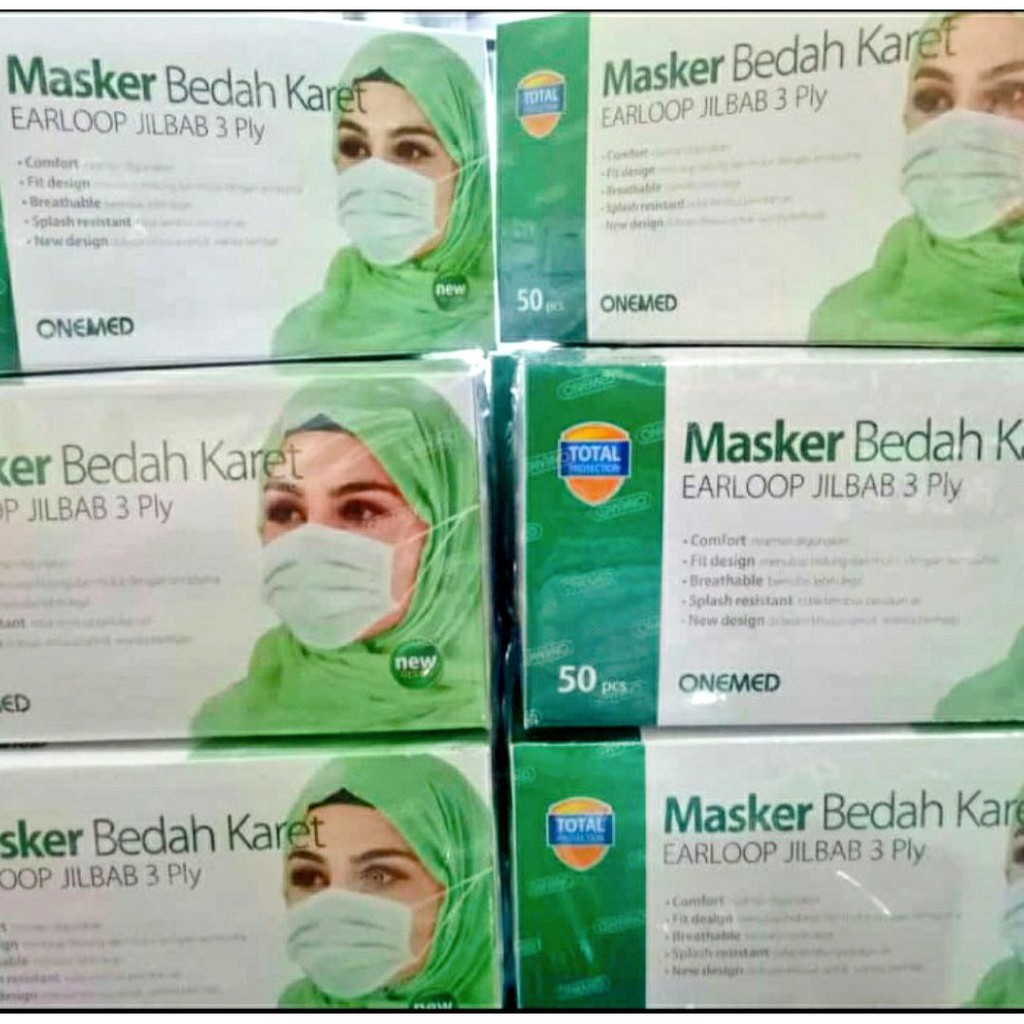 Masker Hijab Medis Onemed 3 Ply 20 Box