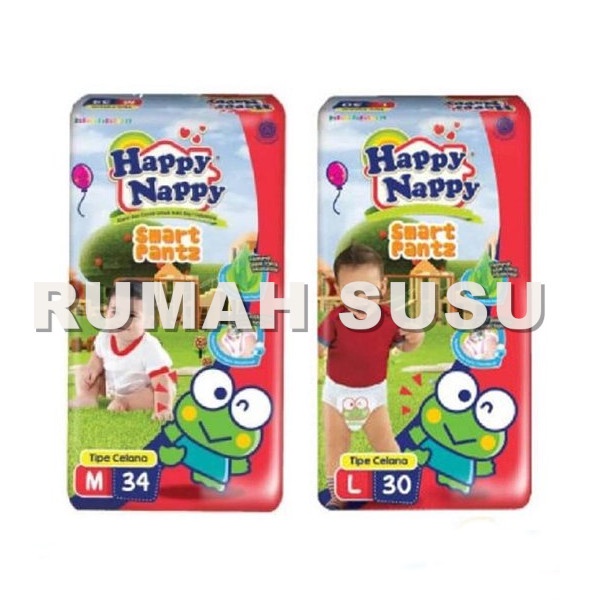 Happy Nappy Smart Pants Popok Bayi ukuran S40 / M34 / L30 / XL26 - Rumah Susu