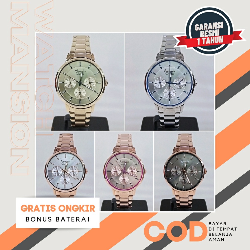 JAM TANGAN WANITA ALEXANDRE CHRISTIE 2927 AC2927 BF STAINLESS STEEL ORIGINAL GARANSI FREE BATERAI