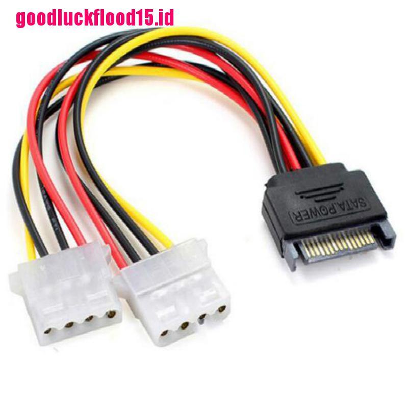 {LUCKID}15Pin SATA male to double 4 pin molex female ide hdd power harddrive cable