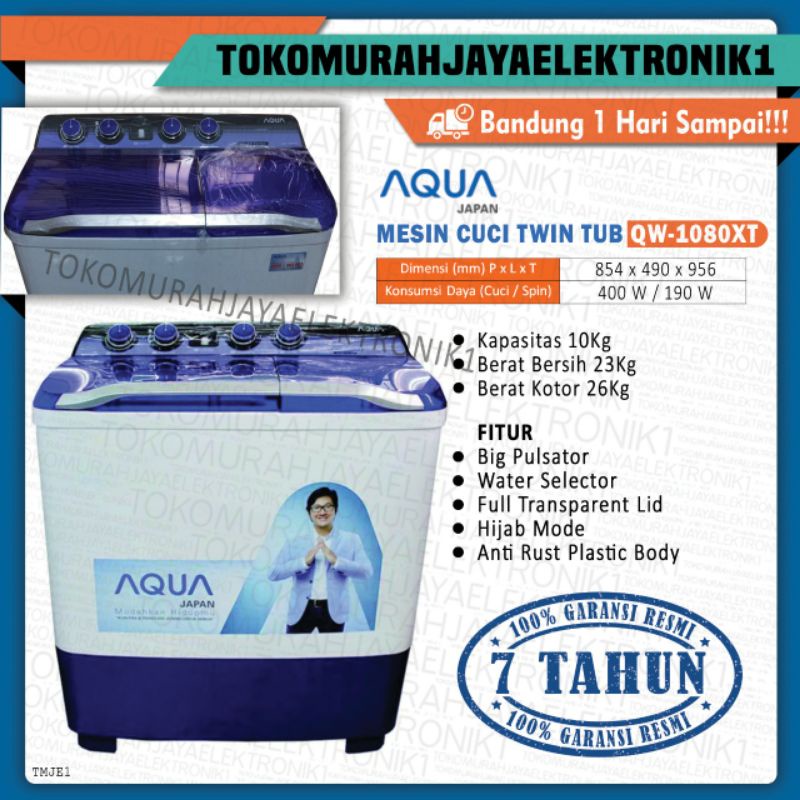 mesin cuci aqua 2 tabung 10kg  QW-1050/1060/1080 xt mesin cuci (10kg) hijab series