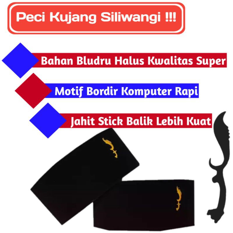 Peci Kujang Siliwangi Peci Songkok Kujang Kopyah Hitam Peci Hitam Anak Dewasa Tinggi 9cm