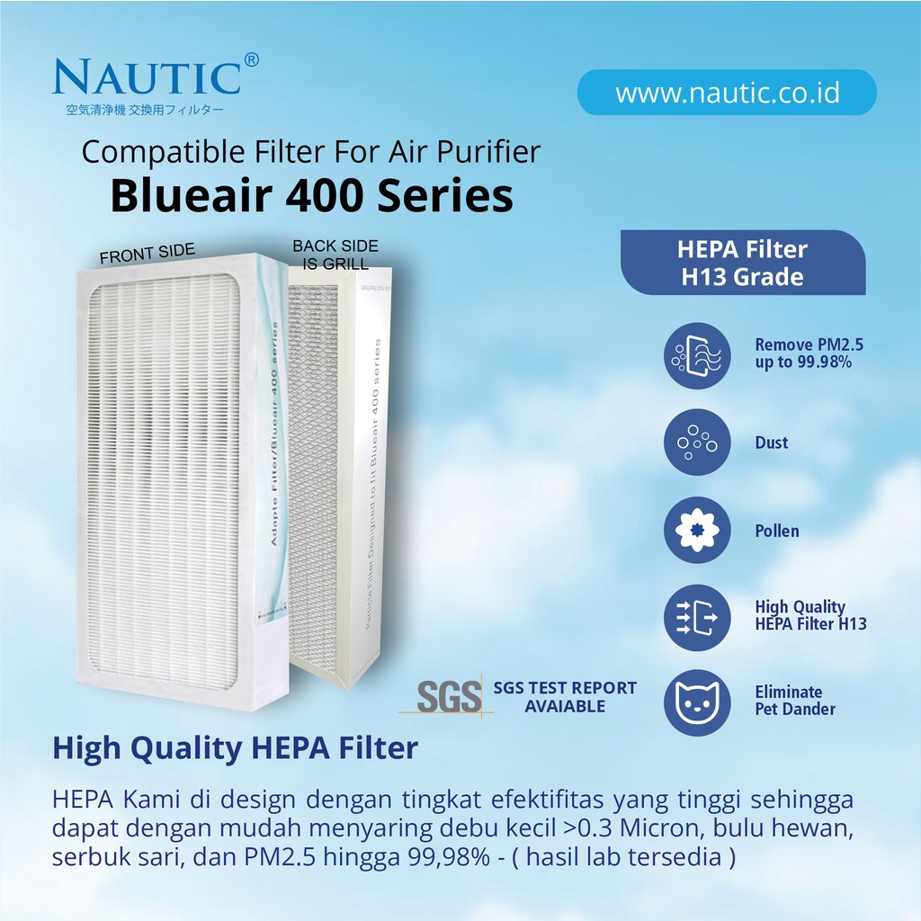 NAUTIC - Blu*air 400 Series Compatible (BUKAN ORI) Filter SMOKESTOP PARTICLE