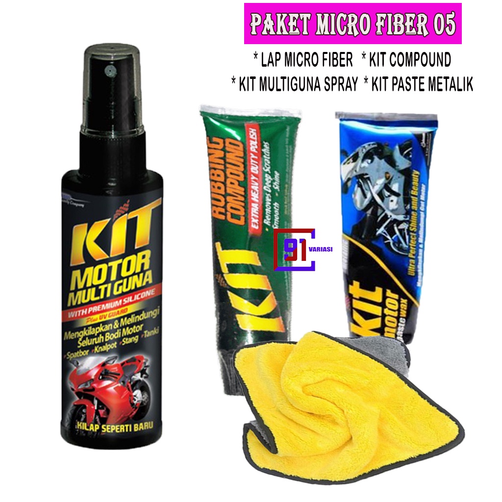 kit rubbing compound PAKET 05 - kit rubbing compound + kit Motor paste wax metalik + kit multiguna s
