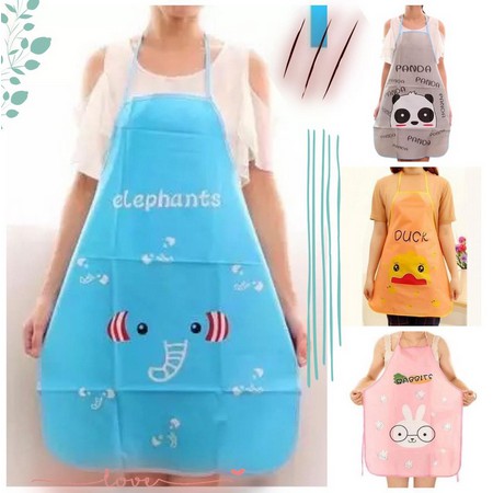 Celemek Masak Transparant Anti Air/ Celemek Dapur Waterproof Karakter