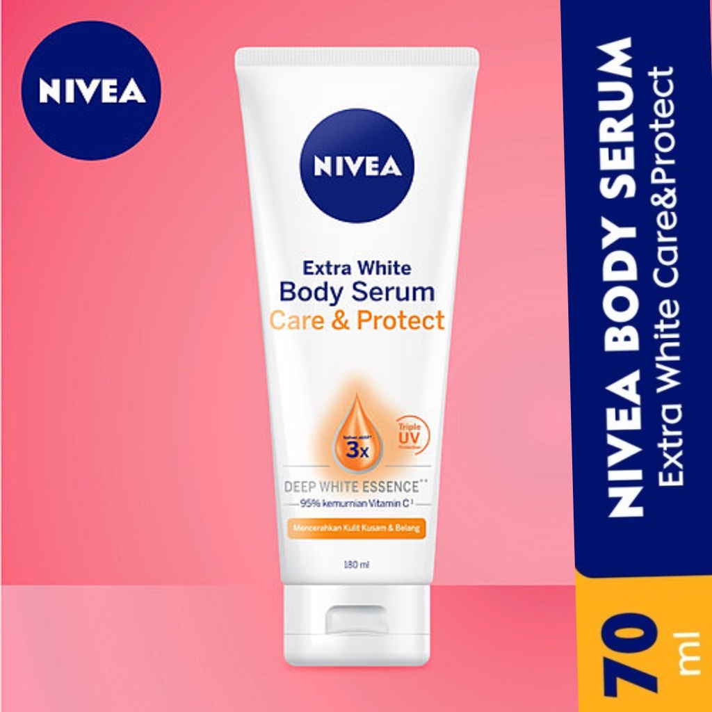 NIVEA EXTRA WHITE BODY SERUM CARE AND PROTECT 70Ml [ KECIL ]