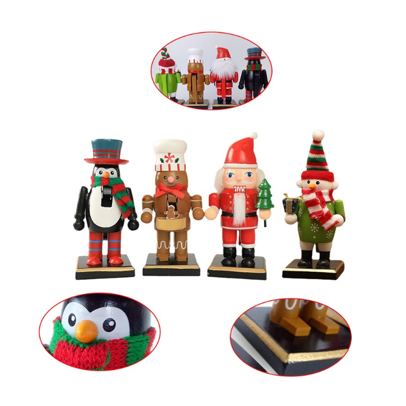 4pcs Ornamen Patung Santa Penguin Untuk Natal