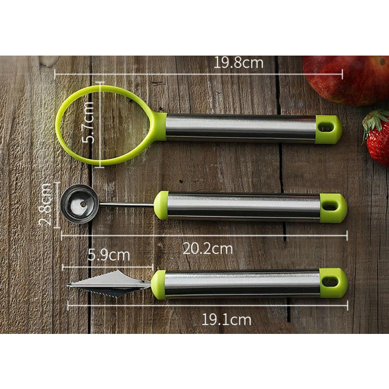 COD - SM88 - Melon Baller Scoop Set Watermelon Scooper Knife Apple Corer for Pumpkin Fruit