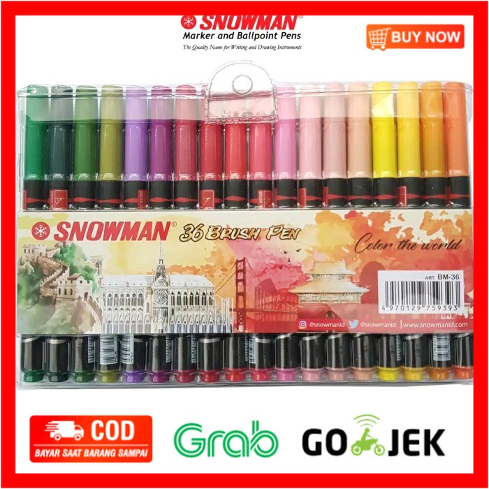 

(BISA COD) Snowman Brushpen, Brush Pen isi 36