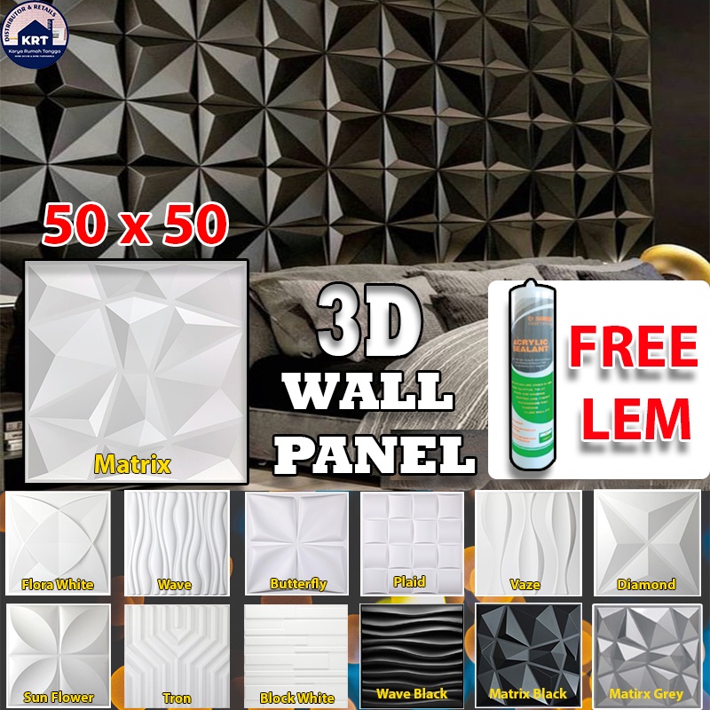 3D WALLPANEL PVC 50cm x 50cm Motif Angle Wallpaper Dinding PVC Stiker Dinding Rumah Wallpaper Dindin