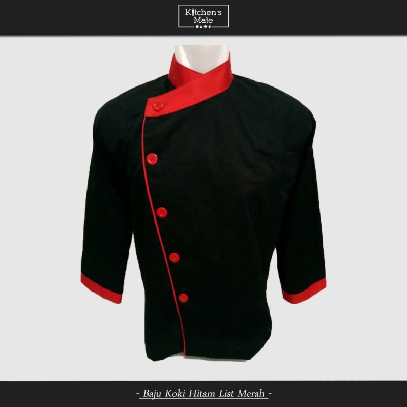 Baju Koki Hitam Lis Merah