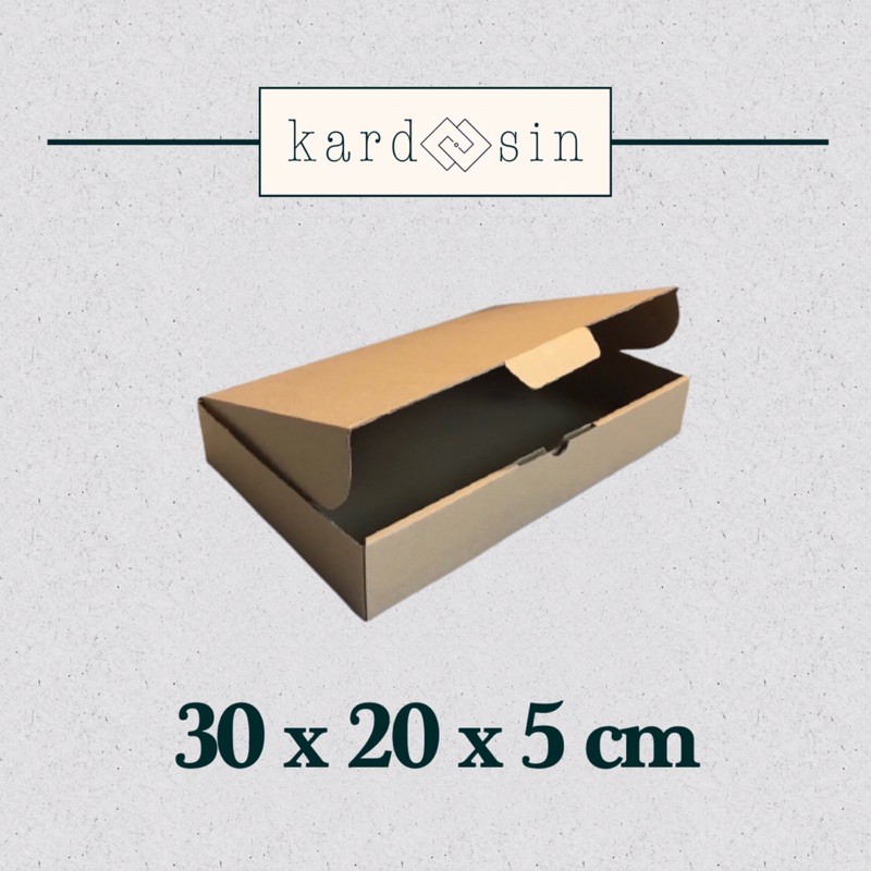 

KARDUS PACKING PIZZA BOX MAILER COKLAT PACKAGING POLOS CUSTOM SABLON DIE CUT HARD BOX 30X20X5 CM