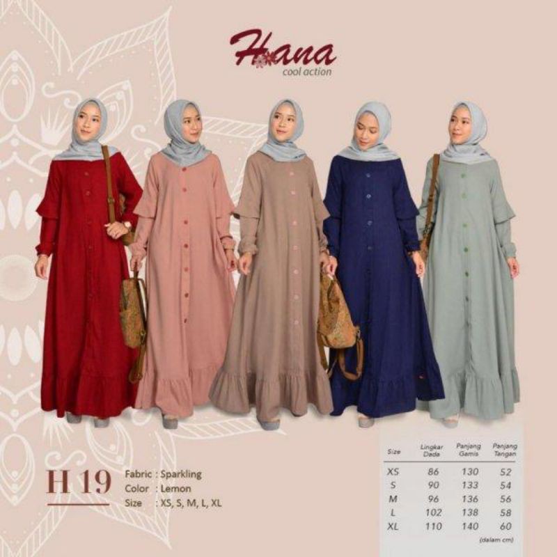 outer gamis hana H 30 gamis hana 23B, gamis hana 19 dan hana 14