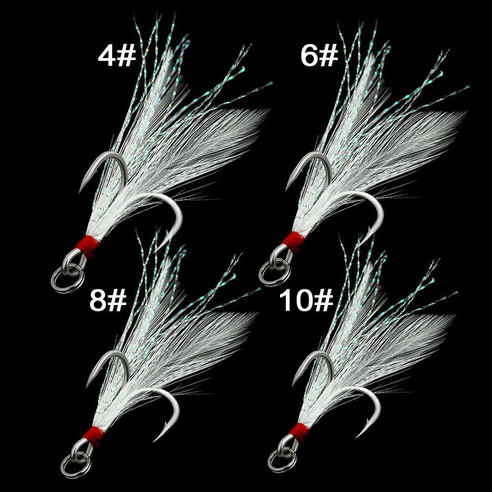 Kait Tiga Atas Dengan Bulu4Per6,8,10# Fishing Tackle High Strength Hooks Kail Ikan