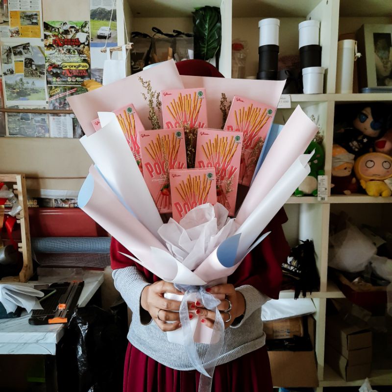 Pocky Bouquet Dry Flower Large Buket Bunga Kering Hadiah Wisuda Besar