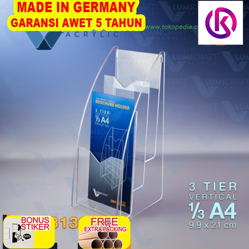 

Grosir Brochure Holder 3 Tier / Tempat Brosur Tiga Tingkat 1/3 A4 | DBT-313C