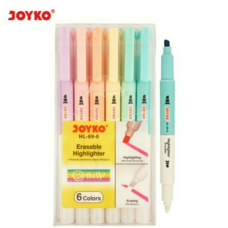 

Erasable Highlighter / stabillo Penanda 6 Warna Yang Bisa Dihapus Joyko HL-69-6