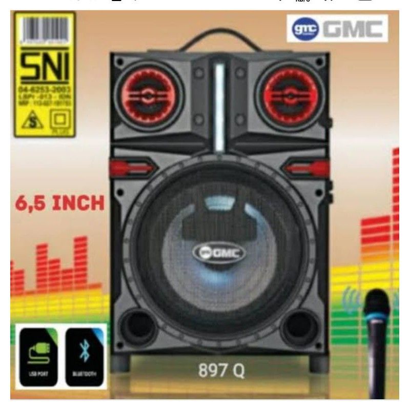 Speaker Aktif Bluetooth Gmc 897Q Garansi Resmi Bonus Microphone Wireless Speaker Bluetooth Radio Fm Portable Salon Aktif  Wireless Speaker