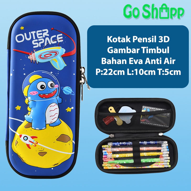 Kotak Pensil 3D Anti Air - Kotak Pensil Anak Import Karakter Lucu - Tempat Pensil Timbul 3D karakter Unicorn Dino Astronot Rocket [KP01]