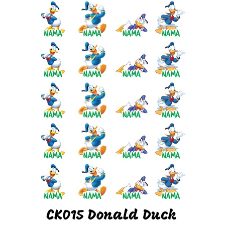 

Sticker Nama Cutting Label Waterproof Tahan Air Donald Duck (CK015)
