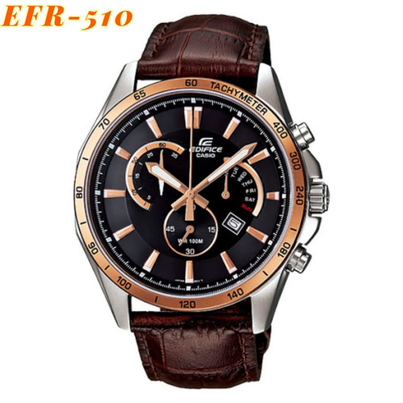 Original Casio Watch|Casio Edifice EFR-510 Leather|Jam Tangan Pria Quartz Cronograph Water resistanc