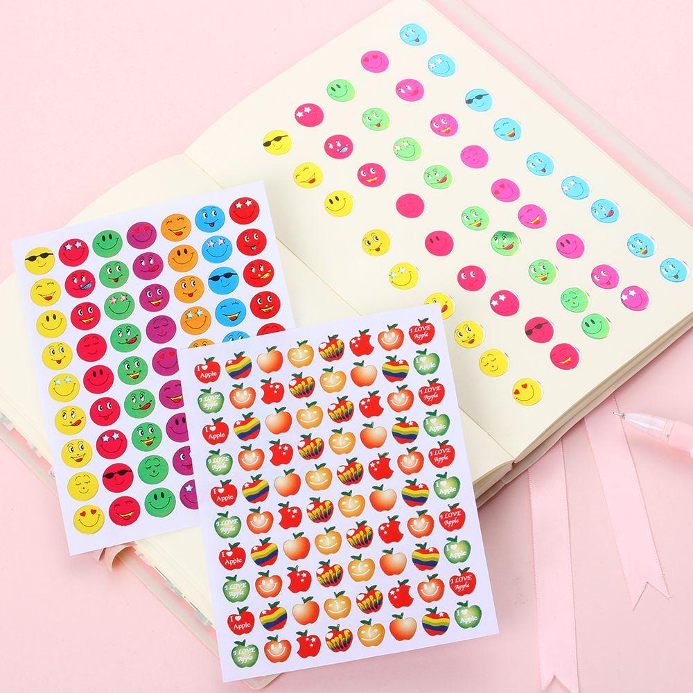 Solighter 10PCS/Bag Reward Stiker Anak Smiley Face Puji Label Penghargaan Album Foto Decor