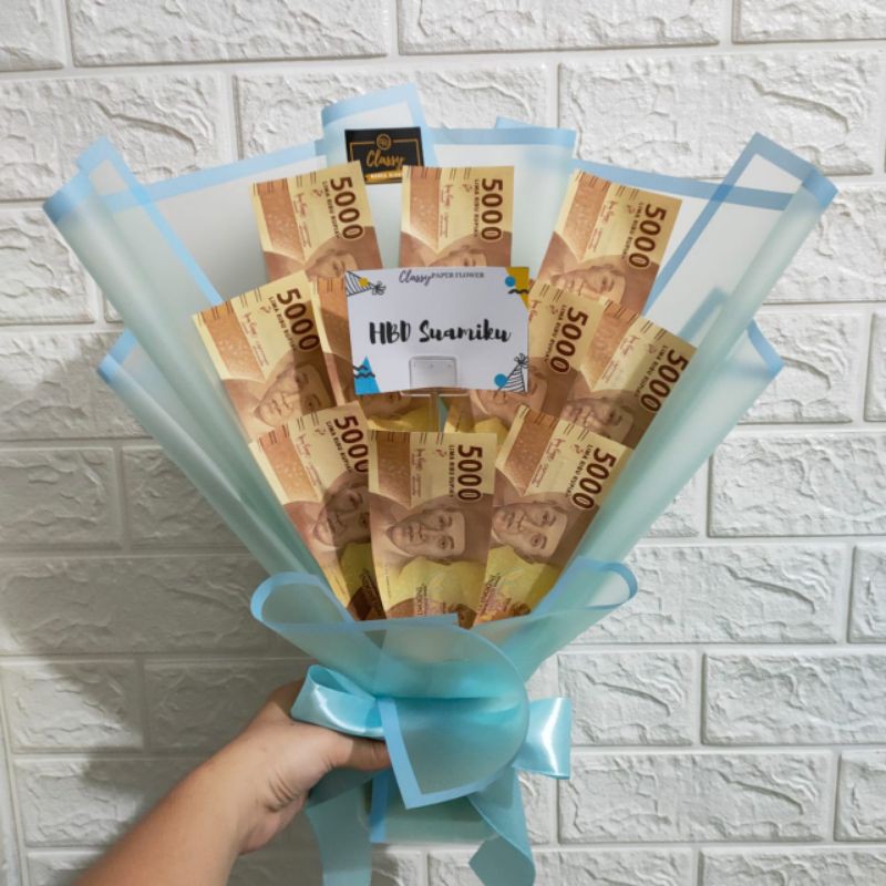 Small Standing Money Bouquet 5k / Bucket Buket Bunga Uang Duit Asli / Hadiah Kado Ultah Wisuda Anniv